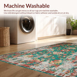 Ultra Soft Area Rug, Non Slip, Stain Resistant, Washable Area Rugs for Living Room, Bedroom, Rustic Floral Abstract Expression(Green)