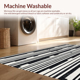 Ultra Soft Area Rug, Non Slip, Stain Resistant, Washable Area Rugs for Living Room, Bedroom, Striped Woven Rug: Modern Farmhouse Style Area Rug(Black)