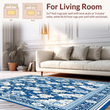 Ultra Soft Area Rug, Non Slip, Stain Resistant, Washable Area Rugs for Living Room, Bedroom, Floral Area Vintage(Blue)