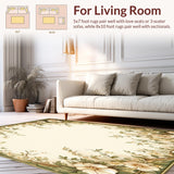 Ultra Soft Area Rug, Non Slip, Stain Resistant, Washable Area Rugs for Living Room, Bedroom, Hallway Runner with Beige and Green Floral Design(Beige)