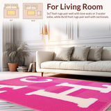 Ultra Soft Area Rug, Non Slip, Stain Resistant, Washable Area Rugs for Living Room, Bedroom, Cute Alphabetic Circle Aesthetic(Pink)