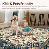 Ultra Soft Area Rug, Non Slip, Stain Resistant, Washable Area Rugs for Living Room, Bedroom, Soft Earthy Paisley Aesthetic(Ivory)