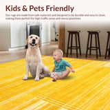 Ultra Soft Area Rug, Non Slip, Stain Resistant, Washable Area Rugs for Living Room, Bedroom, Chic Mustard Geometric Elegance(Yellow)