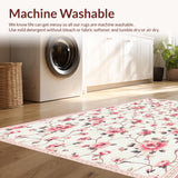 Ultra Soft Area Rug, Non Slip, Stain Resistant, Washable Area Rugs for Living Room, Bedroom, Playful Soft Circular Blossom Design(Beige)