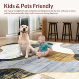Ultra Soft Area Rug, Non Slip, Stain Resistant, Washable Area Rugs for Living Room, Bedroom, Elegant Abstract Gold and Grey Motif(Gray)