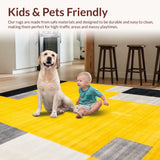 Ultra Soft Area Rug, Non Slip, Stain Resistant, Washable Area Rugs for Living Room, Bedroom, Vibrant Geometric Box Motif(Yellow)