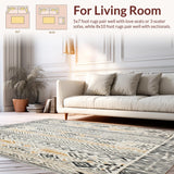 Ultra Soft Area Rug, Non Slip, Stain Resistant, Washable Area Rugs for Living Room, Bedroom, Boho Kitchen Runner of Non Slip Beige Grey(Gray)