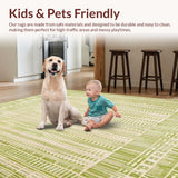 Ultra Soft Area Rug, Non Slip, Stain Resistant, Washable Area Rugs for Living Room, Bedroom, Elegant Area Olive Green & Beige Geometric Design(Green)