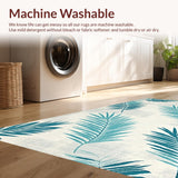Ultra Soft Area Rug, Non Slip, Stain Resistant, Washable Area Rugs for Living Room, Bedroom, Chic Aqua Tones with Leaf Patterns(Blue)