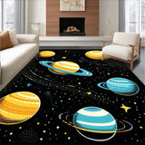 Ultra Soft Area Rug, Non Slip, Stain Resistant, Washable Area Rugs for Living Room, Bedroom, Lively Astronauts and Planets Concept(Orange)
