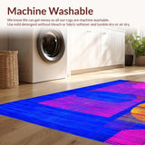 Ultra Soft Area Rug, Non Slip, Stain Resistant, Washable Area Rugs for Living Room, Bedroom, Artful Whimsical Curvilinear Shapes(Blue)