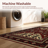 Ultra Soft Area Rug, Non Slip, Stain Resistant, Washable Area Rugs for Living Room, Bedroom, Forest Lodge Pet-Friendly Entryway Rug Elk Design(Red)