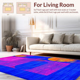 Ultra Soft Area Rug, Non Slip, Stain Resistant, Washable Area Rugs for Living Room, Bedroom, Artful Whimsical Curvilinear Shapes(Blue)