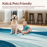 Ultra Soft Area Rug, Non Slip, Stain Resistant, Washable Area Rugs for Living Room, Bedroom, Coastal Inspired Patio Country Area in Blue and Sand Hues(Blue)