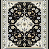Ultra Soft Area Rug, Non Slip, Stain Resistant, Washable Area Rugs for Living Room, Bedroom, Classic Floral Trellis Aesthetic(Black)