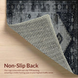 Ultra Soft Area Rug, Non Slip, Stain Resistant, Washable Area Rugs for Living Room, Bedroom, Transitional Earthy Ogee Pattern(Gray)