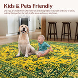 Ultra Soft Area Rug, Non Slip, Stain Resistant, Washable Area Rugs for Living Room, Bedroom, Chic Soft Colorful Print(Yellow)