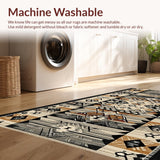 Ultra Soft Area Rug, Non Slip, Stain Resistant, Washable Area Rugs for Living Room, Bedroom, Rustic Southwestern Tiled Motif(Brown)