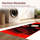 Ultra Soft Area Rug, Non Slip, Stain Resistant, Washable Area Rugs for Living Room, Bedroom, Abstract Monochrome Circular Design(Red)