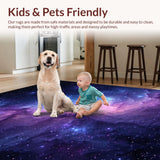 Ultra Soft Area Rug, Non Slip, Stain Resistant, Washable Area Rugs for Living Room, Bedroom, Enchanting Twilight Galaxy Motif(Purple)