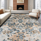 Ultra Soft Area Rug, Non Slip, Stain Resistant, Washable Area Rugs for Living Room, Bedroom, Elegant Neutral Medallion Design(Brown)