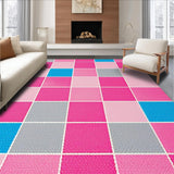 Ultra Soft Area Rug, Non Slip, Stain Resistant, Washable Area Rugs for Living Room, Bedroom, Vibrant Pastel Game Tile Visuals(Pink)