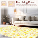 Ultra Soft Area Rug, Non Slip, Stain Resistant, Washable Area Rugs for Living Room, Bedroom, Lovely Springtime Floral Texture(Yellow)