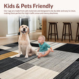 Ultra Soft Area Rug, Non Slip, Stain Resistant, Washable Area Rugs for Living Room, Bedroom, Abstract Earth Tone Geometric Art(Black)