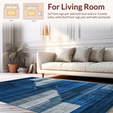 Ultra Soft Area Rug, Non Slip, Stain Resistant, Washable Area Rugs for Living Room, Bedroom, Luxurious Swirling Cloud Patterns(Blue)