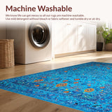 Contemporary Blue Orange Tiled Elegance(Blue)