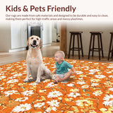 Ultra Soft Area Rug, Non Slip, Stain Resistant, Washable Area Rugs for Living Room, Bedroom, Charming Contemporary Floral Style(Orange)