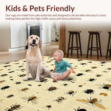 Ultra Soft Area Rug, Non Slip, Stain Resistant, Washable Area Rugs for Living Room, Bedroom, Bug Print Non Slip Beige Area(Beige)