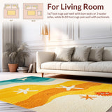 Ultra Soft Area Rug, Non Slip, Stain Resistant, Washable Area Rugs for Living Room, Bedroom, Kids Early Learning Ocean Animal Alphabet Number Play Carpet(Yellow)