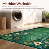 Ultra Soft Area Rug, Non Slip, Stain Resistant, Washable Area Rugs for Living Room, Bedroom, Vibrant Abstract Floral Composition(Green)