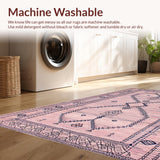 Ultra Soft Area Rug, Non Slip, Stain Resistant, Washable Area Rugs for Living Room, Bedroom, Vibrant Modern Diamond Geometry(Pink)