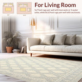 Ultra Soft Area Rug, Non Slip, Stain Resistant, Washable Area Rugs for Living Room, Bedroom, Classic Lattice in Muted Beige and Grey(Beige)