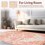 Ultra Soft Area Rug, Non Slip, Stain Resistant, Washable Area Rugs for Living Room, Bedroom, Elegant Subtle Textured Motif(Pink)