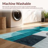 Ultra Soft Area Rug, Non Slip, Stain Resistant, Washable Area Rugs for Living Room, Bedroom, Teal and Grey Washable Bedroom Carpet(Green)