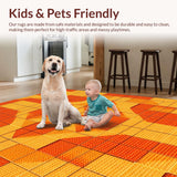 Ultra Soft Area Rug, Non Slip, Stain Resistant, Washable Area Rugs for Living Room, Bedroom, Geometric Orange Living Room Non-Shedding Rug(Orange)