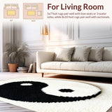 Ultra Soft Area Rug, Non Slip, Stain Resistant, Washable Area Rugs for Living Room, Bedroom, Harmony Symbol Aesthetic Bathroom Washable Carpet(Black)