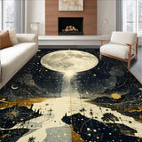 Ultra Soft Area Rug, Non Slip, Stain Resistant, Washable Area Rugs for Living Room, Bedroom, Astrology Tarot Pathway Area Rug Lunar Eclipse Surreal Starry Night Motif(Gray)