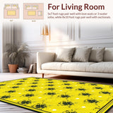 Ultra Soft Area Rug, Non Slip, Stain Resistant, Washable Area Rugs for Living Room, Bedroom, Charming Hexagon Floral Aesthetic(Yellow)