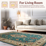 Ultra Soft Area Rug, Non Slip, Stain Resistant, Washable Area Rugs for Living Room, Bedroom, Chic Neutral Toned Print(Blue)