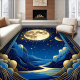 Ultra Soft Area Rug, Non Slip, Stain Resistant, Washable Area Rugs for Living Room, Bedroom, Elegant Sunlit Geometric Motif(Blue)