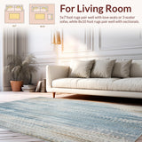Ultra Soft Area Rug, Non Slip, Stain Resistant, Washable Area Rugs for Living Room, Bedroom, Rustic Elegance Braided Area Oval Vintage Inspired(Blue)