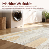 Ultra Soft Area Rug, Non Slip, Stain Resistant, Washable Area Rugs for Living Room, Bedroom, Boho Chic Modern Beige with Abstract Geometric Prints(Beige)