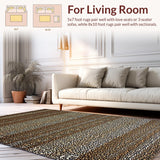 Ultra Soft Area Rug, Non Slip, Stain Resistant, Washable Area Rugs for Living Room, Bedroom, Rustic Earthy Leopard Aesthetic(Brown)