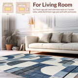 Ultra Soft Area Rug, Non Slip, Stain Resistant, Washable Area Rugs for Living Room, Bedroom, Boho Gray Abstract Living Room Washable Rug(Blue)