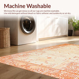 Ultra Soft Area Rug, Non Slip, Stain Resistant, Washable Area Rugs for Living Room, Bedroom, Chic Minimalist Cream Graphics(Orange)