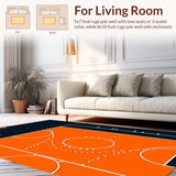 Ultra Soft Area Rug, Non Slip, Stain Resistant, Washable Area Rugs for Living Room, Bedroom, Dynamic Basketball Graphic Artistry(Orange)